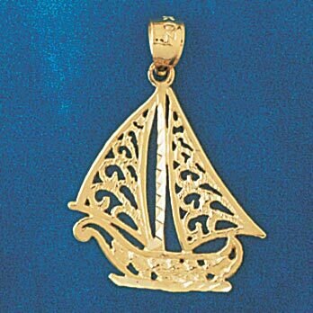 Sailboat Pendant Necklace Charm Bracelet in Yellow, White or Rose Gold 1153