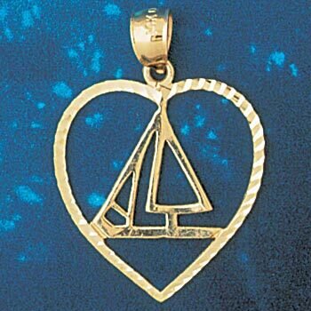 Sailboat Pendant Necklace Charm Bracelet in Yellow, White or Rose Gold 1154