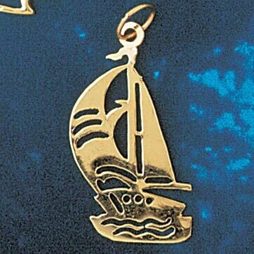 Sailboat Pendant Necklace Charm Bracelet in Yellow, White or Rose Gold 1155