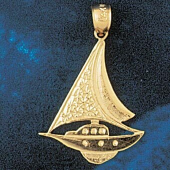 Sailboat Pendant Necklace Charm Bracelet in Yellow, White or Rose Gold 1156