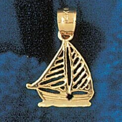 Sailboat Pendant Necklace Charm Bracelet in Yellow, White or Rose Gold 1157