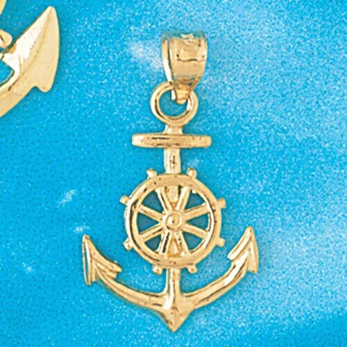 Ship Anchor with Wheel Pendant Necklace Charm Bracelet in Yellow, White or Rose Gold 1181