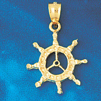 Dazzlers Jewelry Ship Wheel Pendant Necklace Charm Bracelet in Yellow, White or Rose Gold 1188, MPN…