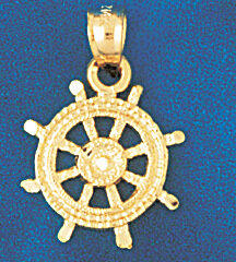 Dazzlers Jewelry Ship Wheel Pendant Necklace Charm Bracelet in Yellow, White or Rose Gold 1197, MPN…