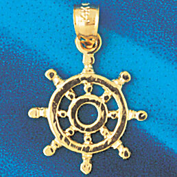 Dazzlers Jewelry Ship Wheel Pendant Necklace Charm Bracelet in Yellow, White or Rose Gold 1201, MPN…