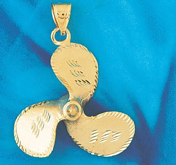 Ship Propeller Pendant Necklace Charm Bracelet in Yellow, White or Rose Gold 1218