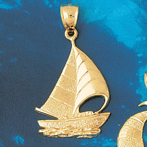 Sailboat Pendant Necklace Charm Bracelet in Yellow, White or Rose Gold 1219