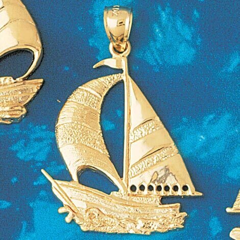 Sailboat Pendant Necklace Charm Bracelet in Yellow, White or Rose Gold 1220