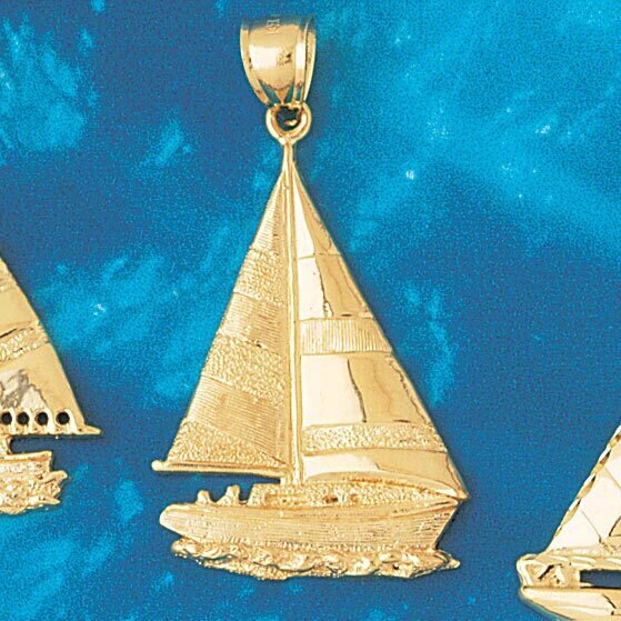 Sailboat Pendant Necklace Charm Bracelet in Yellow, White or Rose Gold 1221