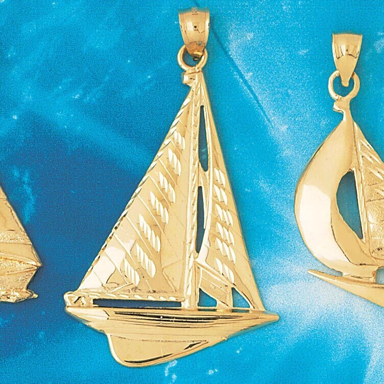 Sailboat Pendant Necklace Charm Bracelet in Yellow, White or Rose Gold 1222