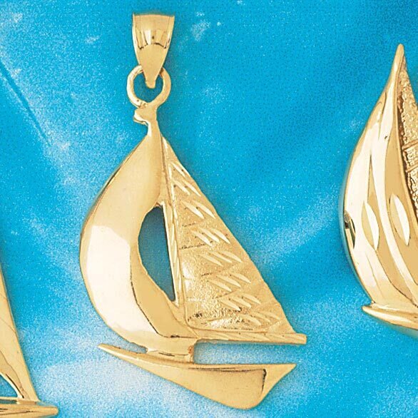 Sailboat Pendant Necklace Charm Bracelet in Yellow, White or Rose Gold 1223