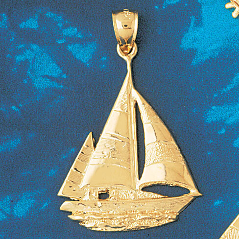 Sailboat Pendant Necklace Charm Bracelet in Yellow, White or Rose Gold 1226