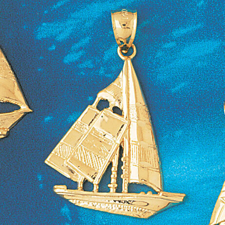 Sailboat Pendant Necklace Charm Bracelet in Yellow, White or Rose Gold 1227