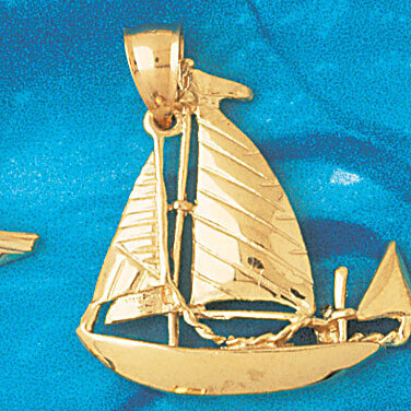 Sailboat Pendant Necklace Charm Bracelet in Yellow, White or Rose Gold 1228