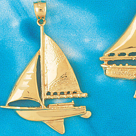 Sailboat Pendant Necklace Charm Bracelet in Yellow, White or Rose Gold 1231