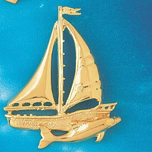 Sailboat Pendant Necklace Charm Bracelet in Yellow, White or Rose Gold 1232