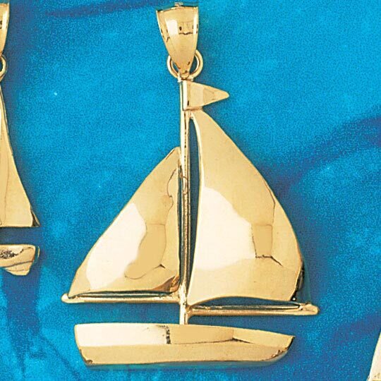 Sailboat Pendant Necklace Charm Bracelet in Yellow, White or Rose Gold 1235