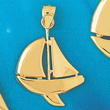 Sailboat Pendant Necklace Charm Bracelet in Yellow, White or Rose Gold 1238
