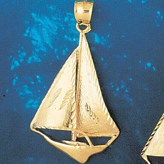 Sailboat Pendant Necklace Charm Bracelet in Yellow, White or Rose Gold 1250