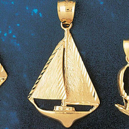 Sailboat Pendant Necklace Charm Bracelet in Yellow, White or Rose Gold 1251