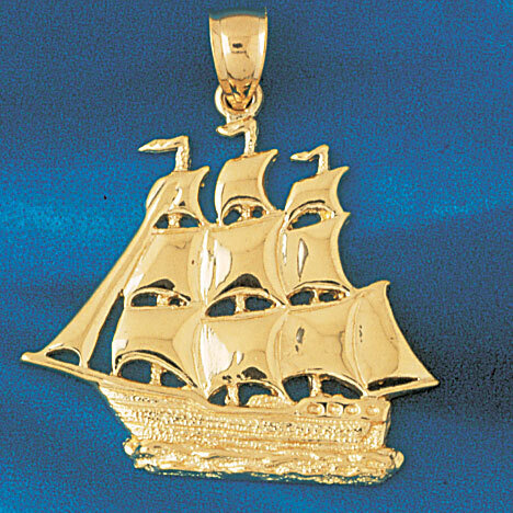 Sailboat Pendant Necklace Charm Bracelet in Yellow, White or Rose Gold 1262