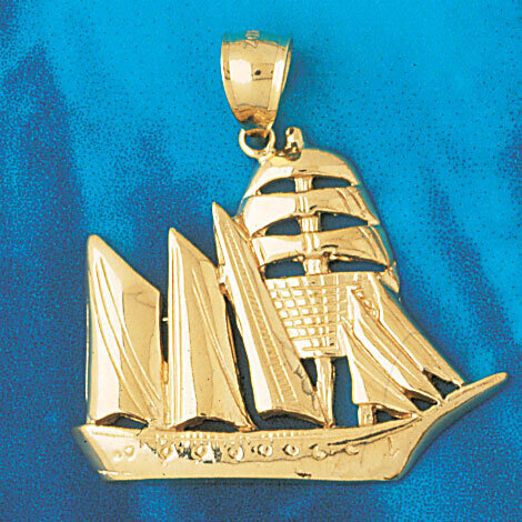 Sailboat Pendant Necklace Charm Bracelet in Yellow, White or Rose Gold 1264