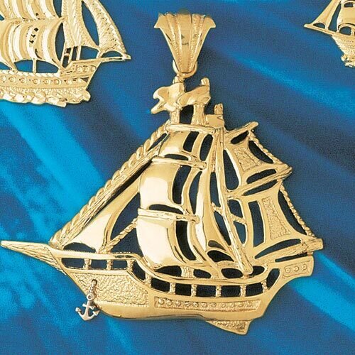 Sailboat Pendant Necklace Charm Bracelet in Yellow, White or Rose Gold 1265
