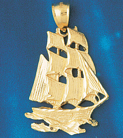 Sailboat Pendant Necklace Charm Bracelet in Yellow, White or Rose Gold 1268