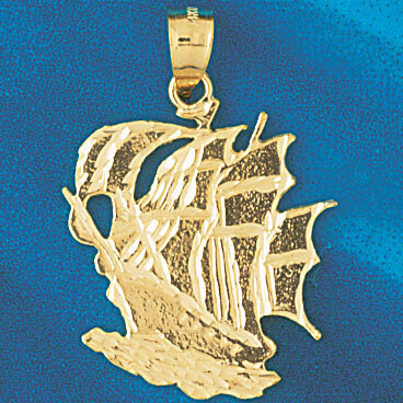 Sailboat Pendant Necklace Charm Bracelet in Yellow, White or Rose Gold 1272