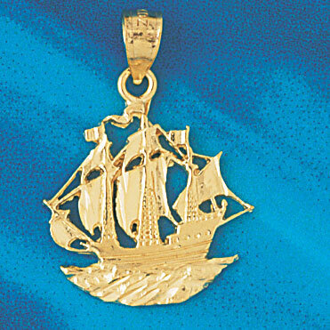 Sailboat Pendant Necklace Charm Bracelet in Yellow, White or Rose Gold 1273