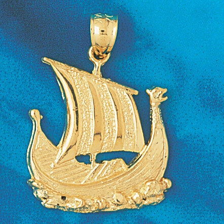 Sailboat Pendant Necklace Charm Bracelet in Yellow, White or Rose Gold 1279