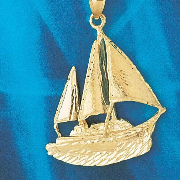 Sailboat Pendant Necklace Charm Bracelet in Yellow, White or Rose Gold 1280