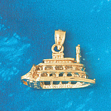 Cruise Ship Pendant Necklace Charm Bracelet in Yellow, White or Rose Gold 1293