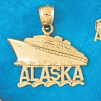 Cruise Ship Alaska Pendant Necklace Charm Bracelet in Yellow, White or Rose Gold 1306