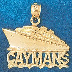 Cruise Ship Caymans Pendant Necklace Charm Bracelet in Yellow, White or Rose Gold 1312