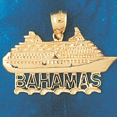 Cruise Ship Bahamas Pendant Necklace Charm Bracelet in Yellow, White or Rose Gold 1313