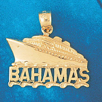 Cruise Ship Bahamas Pendant Necklace Charm Bracelet in Yellow, White or Rose Gold 1314