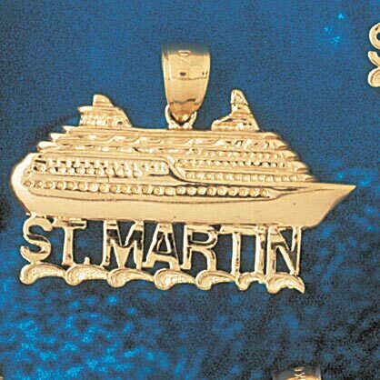 Cruise Ship Saint Martin Pendant Necklace Charm Bracelet in Yellow, White or Rose Gold 1318