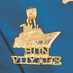 Dazzlers Jewelry Cruise Ship Bon Voyage Pendant Necklace Charm Bracelet in Yellow, White or Rose Go…