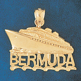 Cruise Ship Bermuda Pendant Necklace Charm Bracelet in Yellow, White or Rose Gold 1321