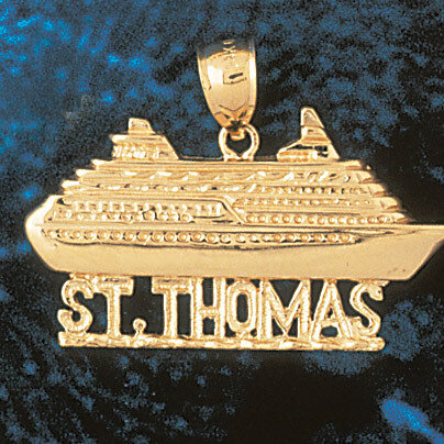 Cruise Ship saint Thomas Pendant Necklace Charm Bracelet in Yellow, White or Rose Gold 1322