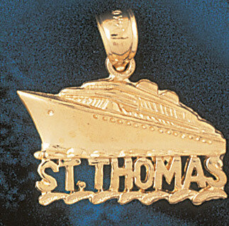 Cruise Ship saint Thomas Pendant Necklace Charm Bracelet in Yellow, White or Rose Gold 1323