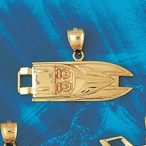 Racing Boat Pendant Necklace Charm Bracelet in Yellow, White or Rose Gold 1326