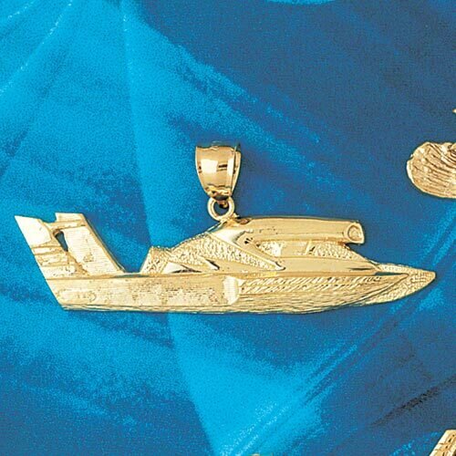 Racing Boat Pendant Necklace Charm Bracelet in Yellow, White or Rose Gold 1327