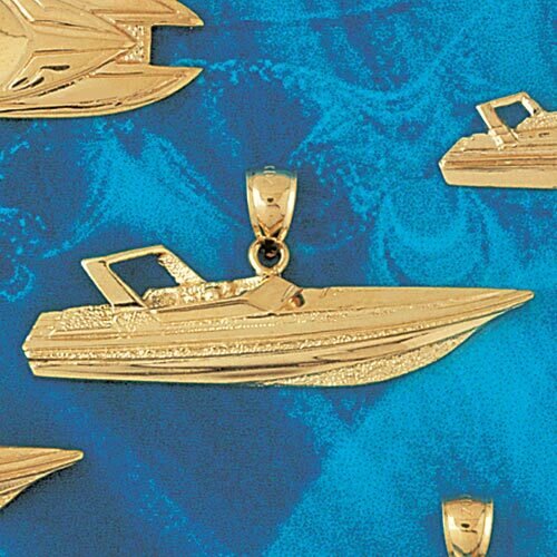 Racing Boat Pendant Necklace Charm Bracelet in Yellow, White or Rose Gold 1329