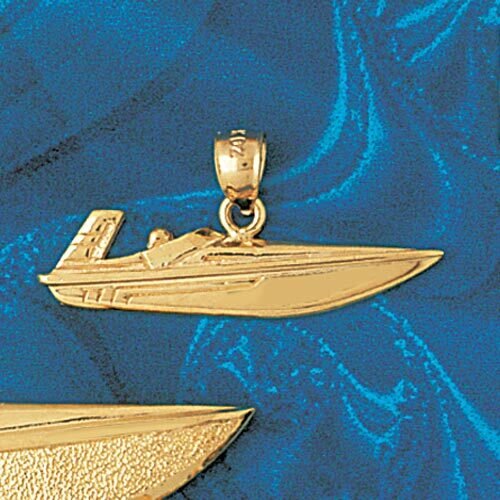 Racing Boat Pendant Necklace Charm Bracelet in Yellow, White or Rose Gold 1333