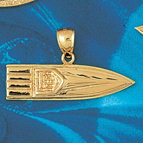 Racing Boat Pendant Necklace Charm Bracelet in Yellow, White or Rose Gold 1334