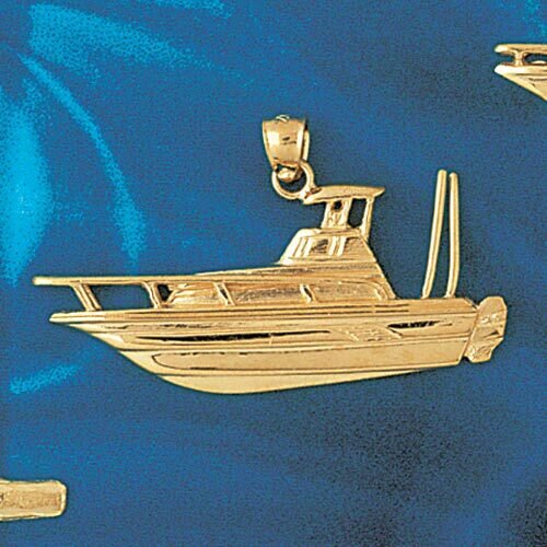 Racing Boat Pendant Necklace Charm Bracelet in Yellow, White or Rose Gold 1340