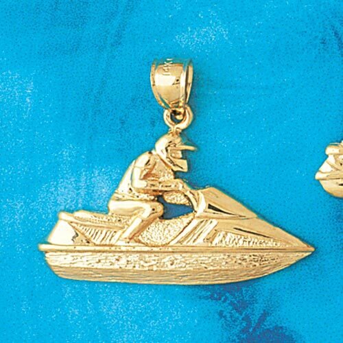 Jet Ski Waverunner Pendant Necklace Charm Bracelet in Yellow, White or Rose Gold 1343