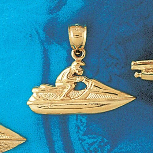 Jet Ski Waverunner Pendant Necklace Charm Bracelet in Yellow, White or Rose Gold 1344